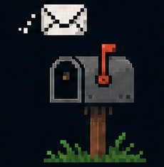 Pixel art mailbox with an envelope